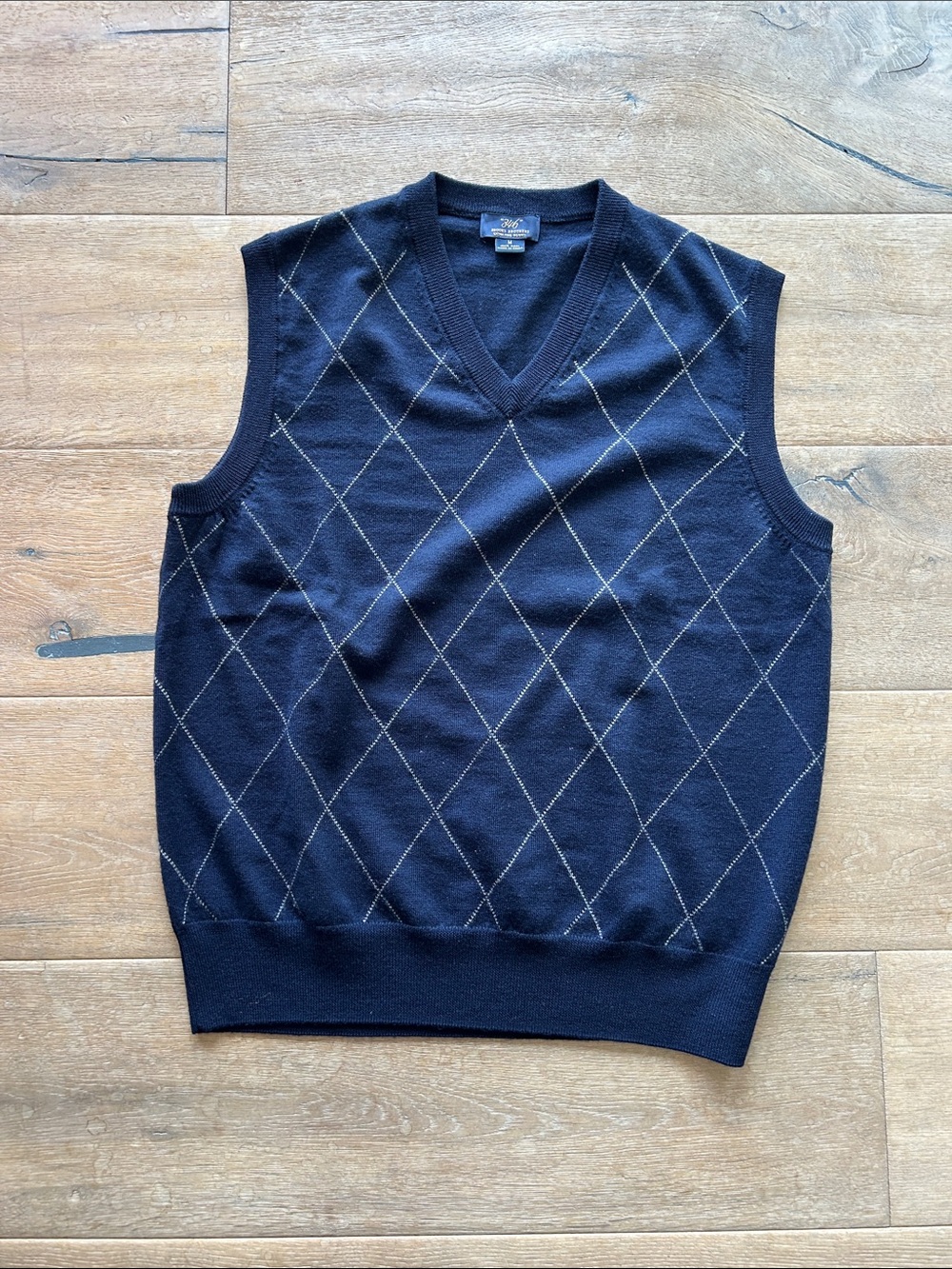 Brooks Brothers Navy V-Neck Argyle Sweater Vest
